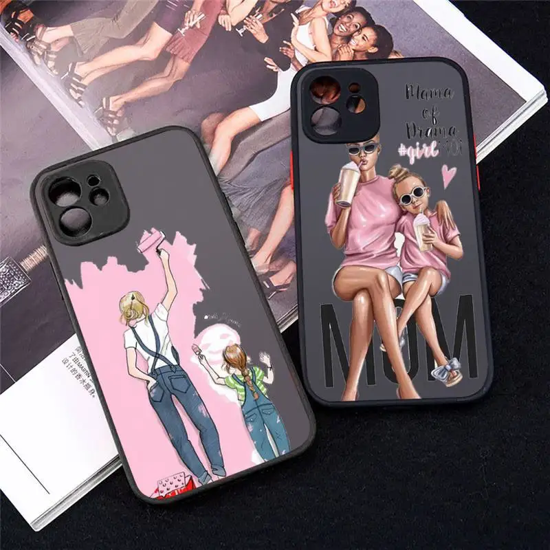 

Super Dad Mom Baby Phone Case For iPhone 12 11 Mini Pro XR XS Max 7 8 Plus X Matte transparent cover