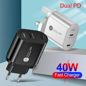 40w double pd usb c mini charger pd3 0 euusuk fast charger type c phone charger for iphone 13 12 pro max huawei xiaomi samsung free global shipping