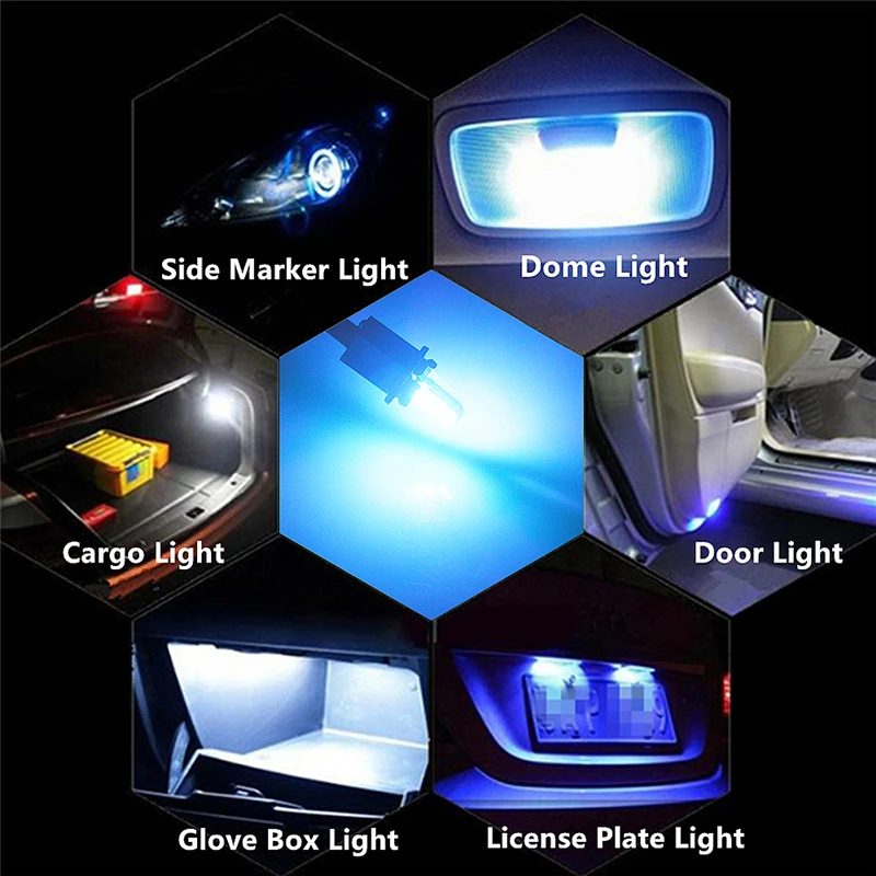 

500x Car T10 LED W5W LED bulb 194 168 LED lamp 501 COB Silicone Auto LED lights Turn Side lamps DC 12V