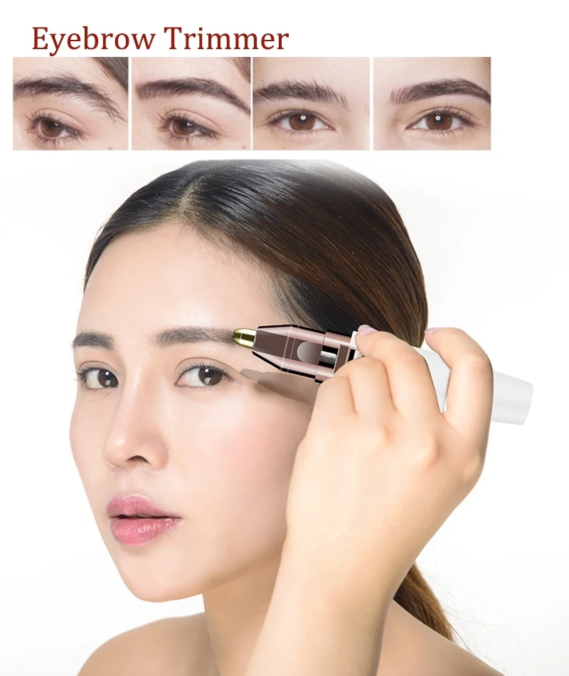 

2 IN 1 Rechargeable Epilator Electric Eyebrow Trimmer Female Body Facial Lipstick Shape Hair Removal Mini Painless Razor Shaver