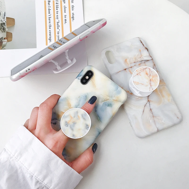 Для iPhone 11 Pro Max X XS XR MAX 6S 6 7 8 Plus мраморный Чехол Мягкий Силиконовый ТПУ с подставкой