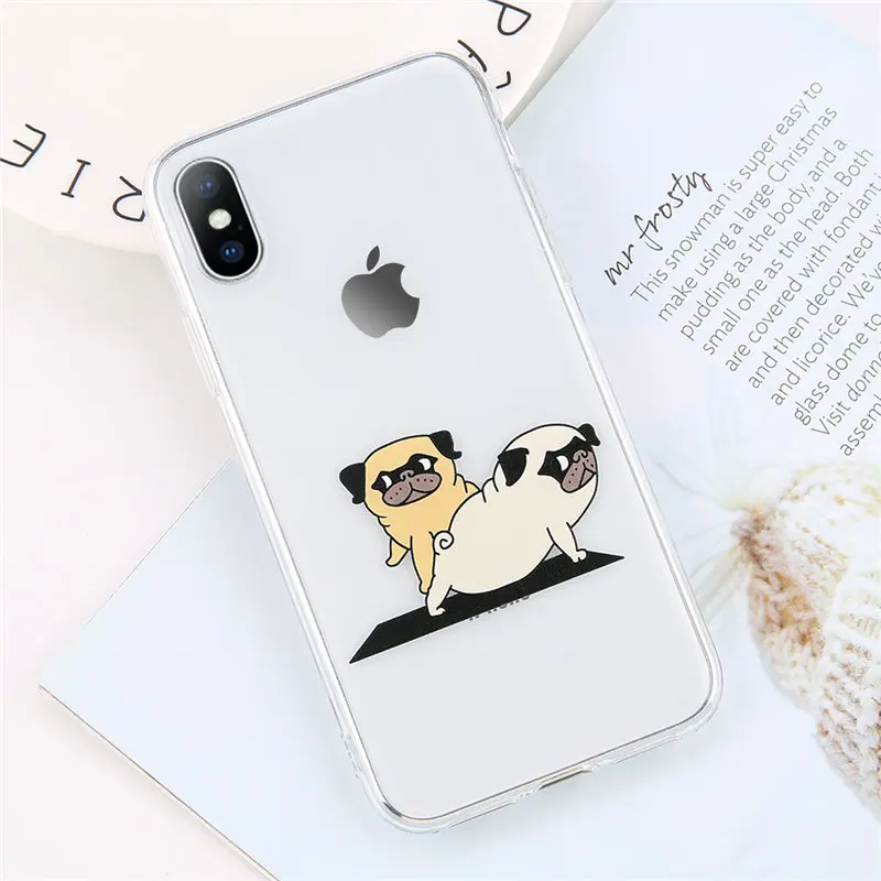 AC4334 Clear USLION мультяшный чехол для телефона для iPhone X Xs Max XR 11 Pro Max Забавный чехол с рисунком собаки для йоги для iPhone 8 7 6 6 s Plus Мягкий чехол из ТПУ - Цвет: AC4334 Clear