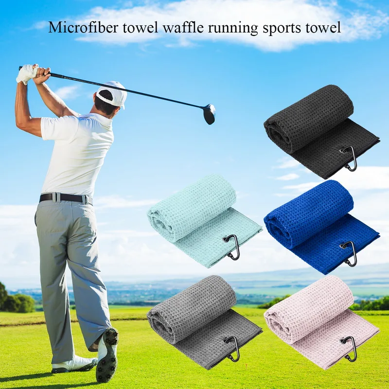 

Golf Towel 30*50cm 11.8"*19.7" inch Folded Microfiber Waffle Carabiner Clip for Golf Sports clear golf club balls Running Yoga