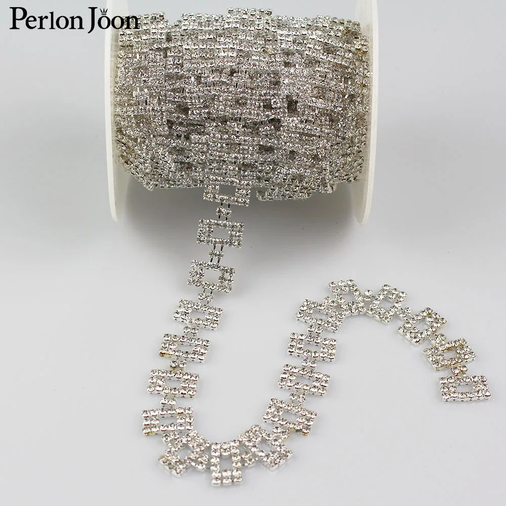 1 ярд квадратные стразы отделка лента мигающая Хрустальная металлическая