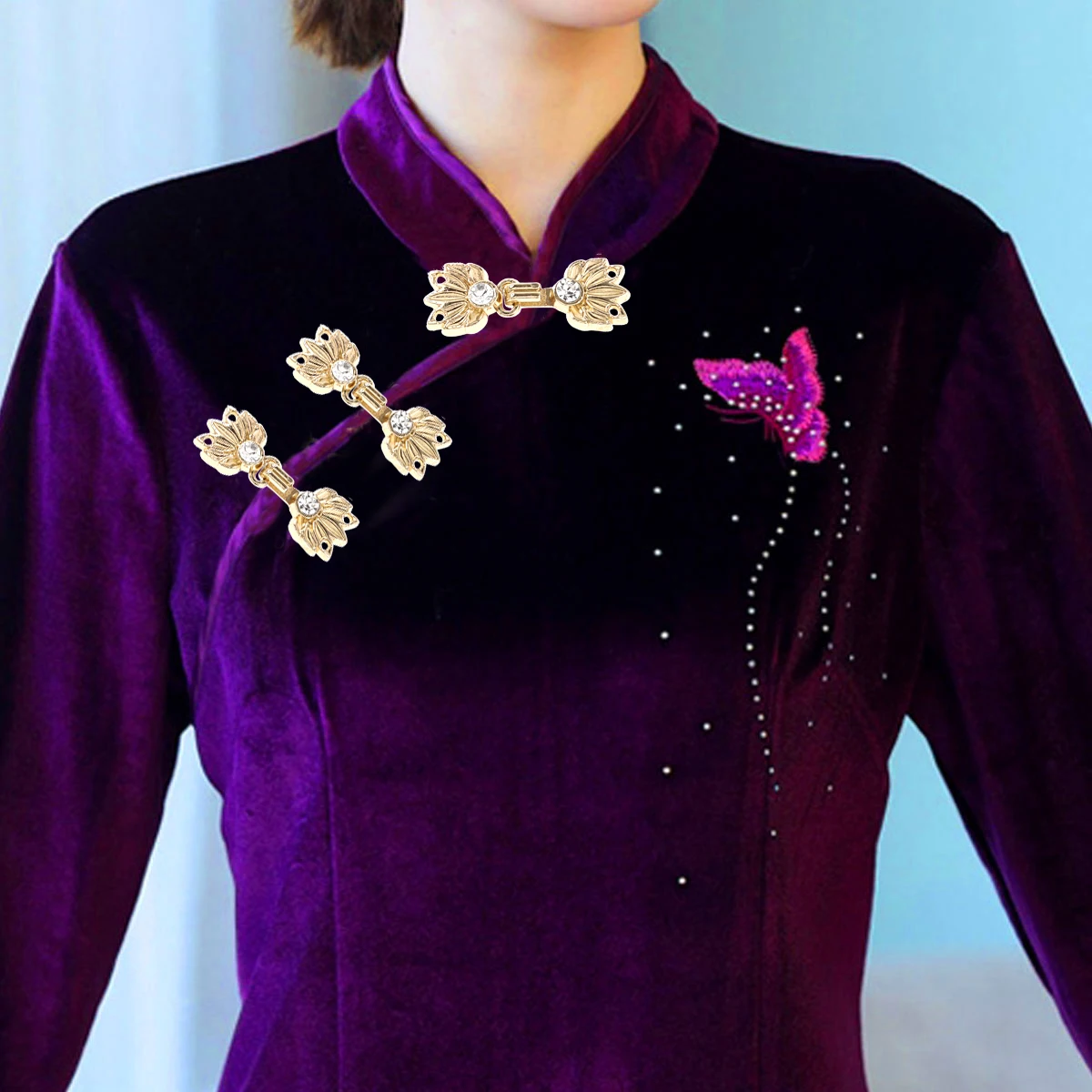 5 пар блестящих элегантных Стразы/в форме листьев/в китайском стиле застежки для