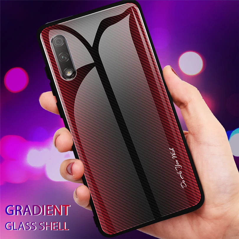 Текстура стеклянная крышка для Huawei Honor 8X 9X 20 градиентный цветной чехол телефона 10