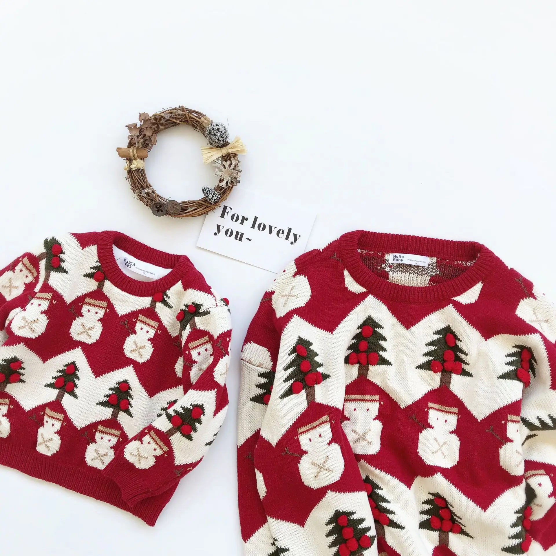 Детский Рождественский свитер Tonytaobaby красный хлопковый на зиму | Мать и ребенок
