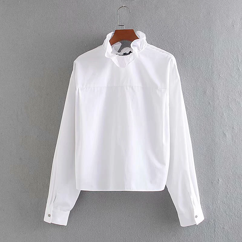 GOPLUS женская рубашка с оборками белая блузка Женские топы и блузки Roupa Blusa Feminina Dames