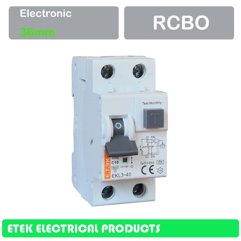 RCBO EKL3-40 1P+ N C Тип 230V~ 50 HZ/60 HZ RCCB с защитой от перегрузки по току 6A 10A 16A 20A 25A 32A 40A