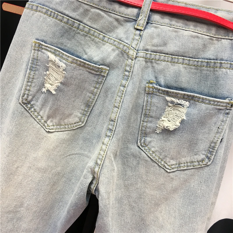 

High waist Jeans Women 2020 Spring Summer Fashion Beaded Sequined Denim Straight Pants Ripped Jeans Female Loose Washed Jeans