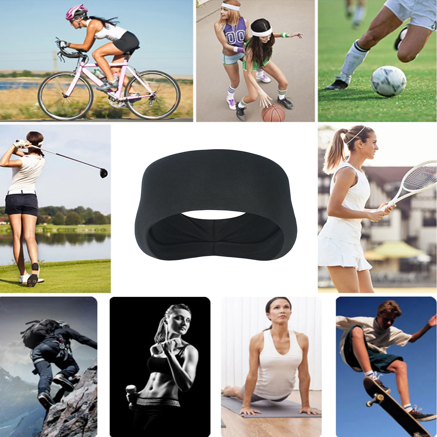 

Elastic Sports Sweatband Absorbent Sweat Running Headband Yoga Gym Head Band Hair Bandage Badminton Biking Jog Tennis Women Men