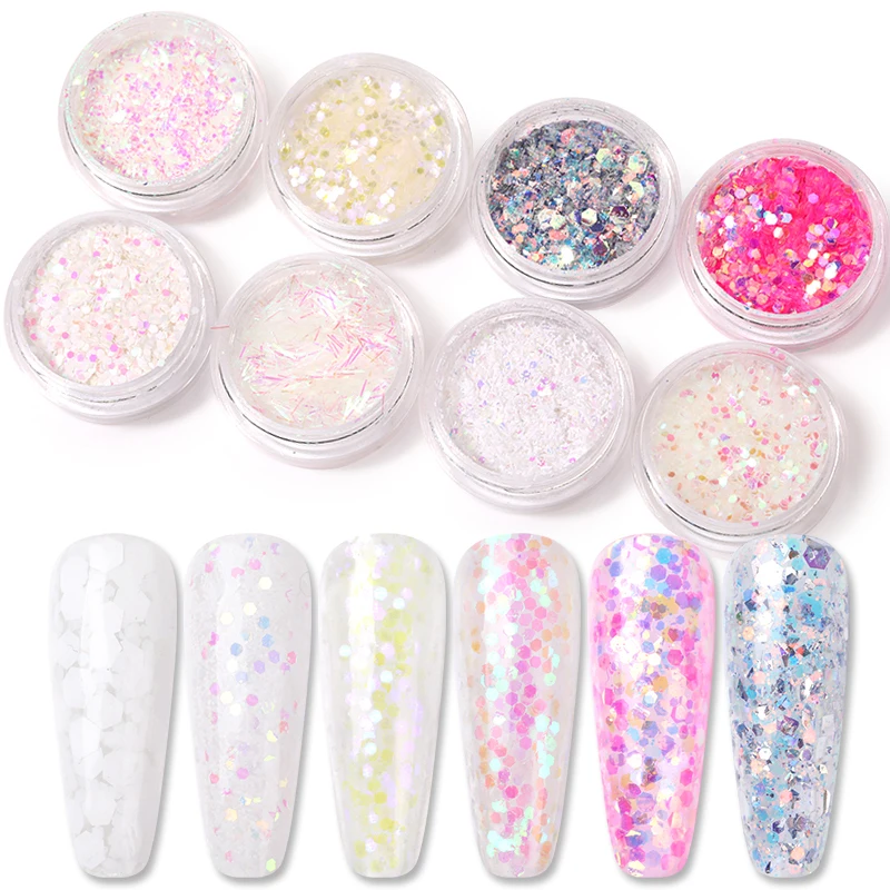 1 коробка розовый желтый красочный блеск украшения для ногтей нерегулярные