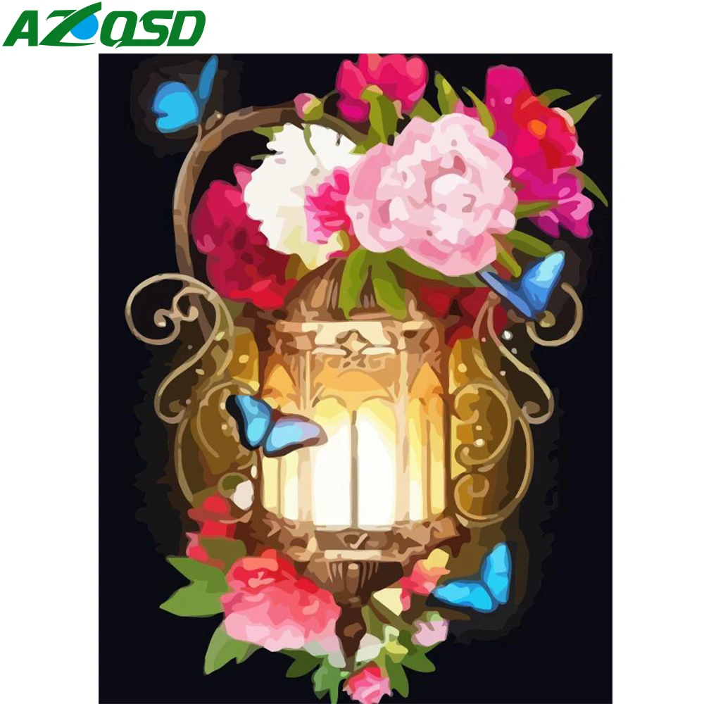 AZQSD Unframe цветочные наборы для рисования по номерам ручная работа подарок