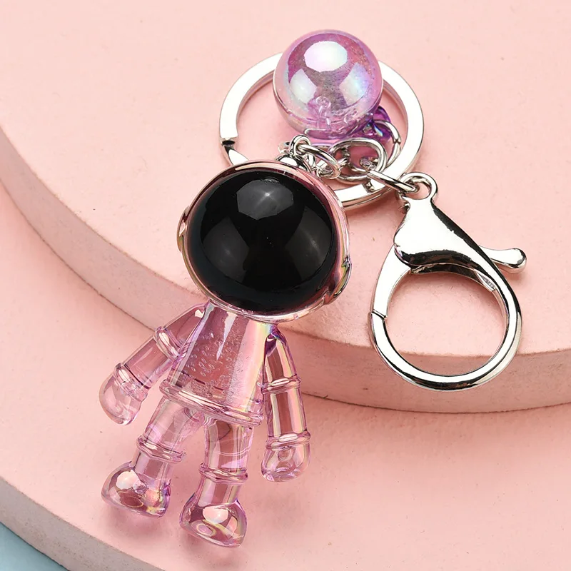 

New Acrylic Colorful Crystal Astronaut Astronaut Keychain School Bag Pendant Mobile Phone Ornaments Car Accessories Boyfriend Gi