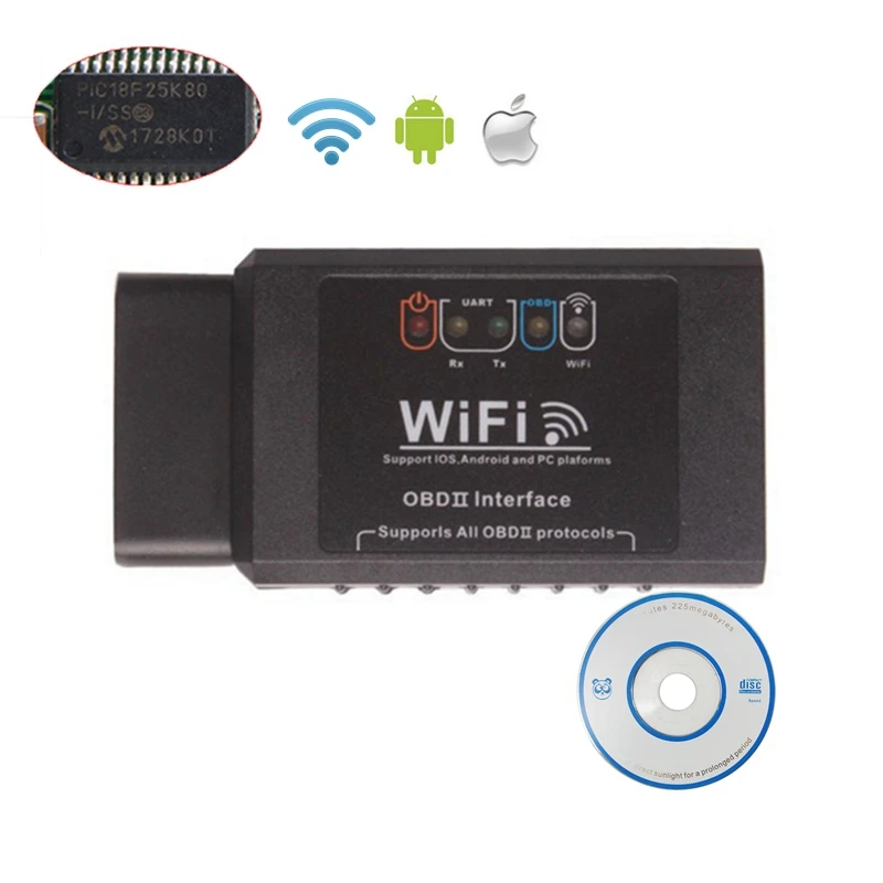 

ELM327 V1.5 WIFI OBD OBD2 Multi color Auto Code Reader Support Multi-Language OBD2 scanner tool works Android/PC