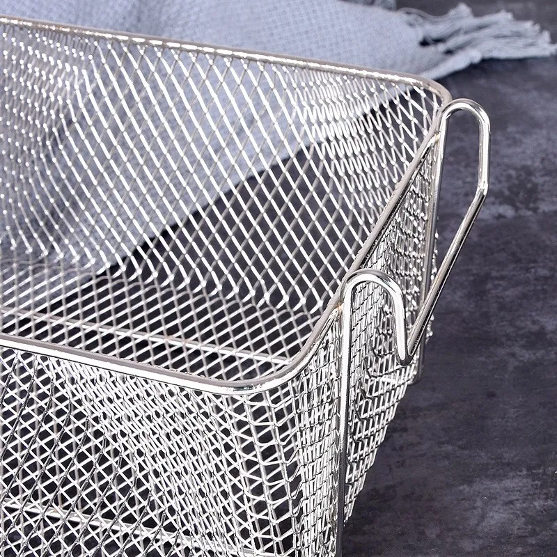 

Stainless Steel Deep Fry Basket Rectangle Wire Mesh Strainer with Long Handle Frying Cooking Tool Food Presentation Tableware