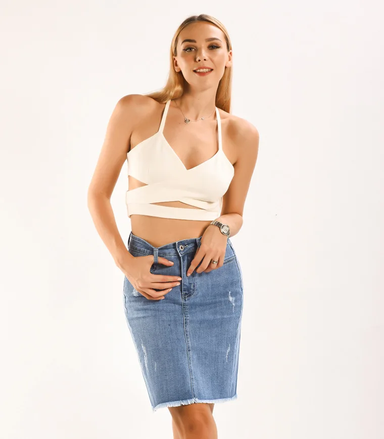 Европейская и американская Женская юбка Детская Новая женская джинсовая средней