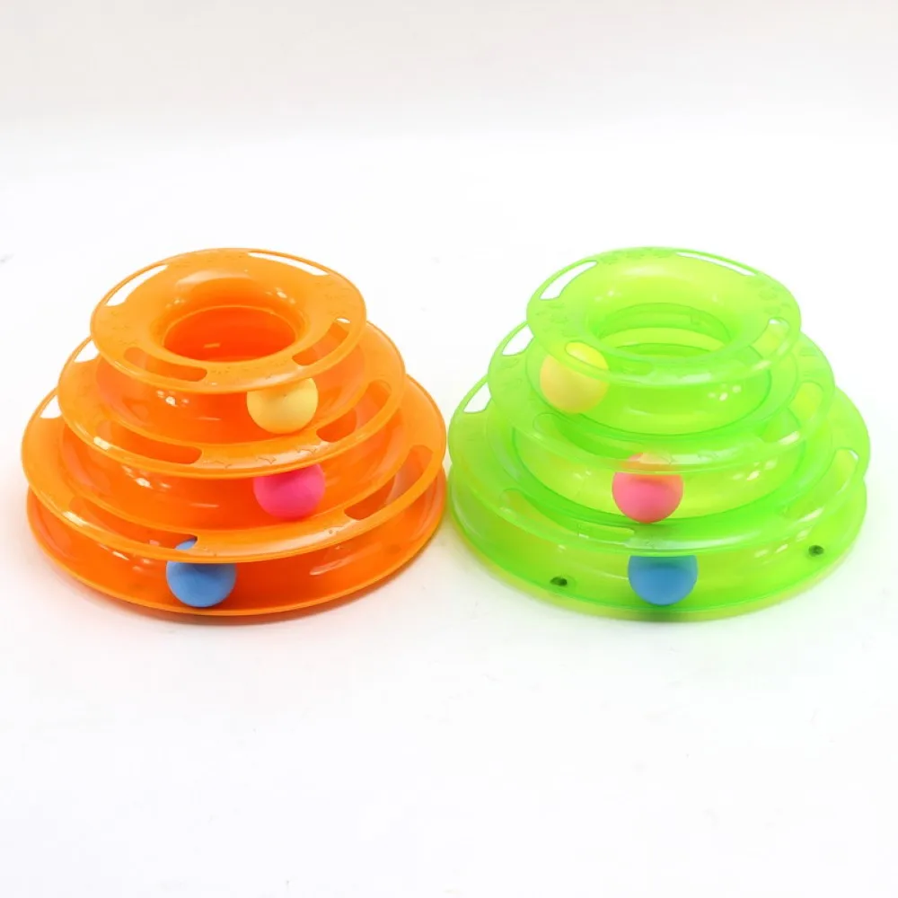 

3 Layers Crazy Ball Disk Cat Toys Anti-Slip Interactive Amusement Plate Triple Turntable Play Disc Small Pet Toy For Kitten Cats