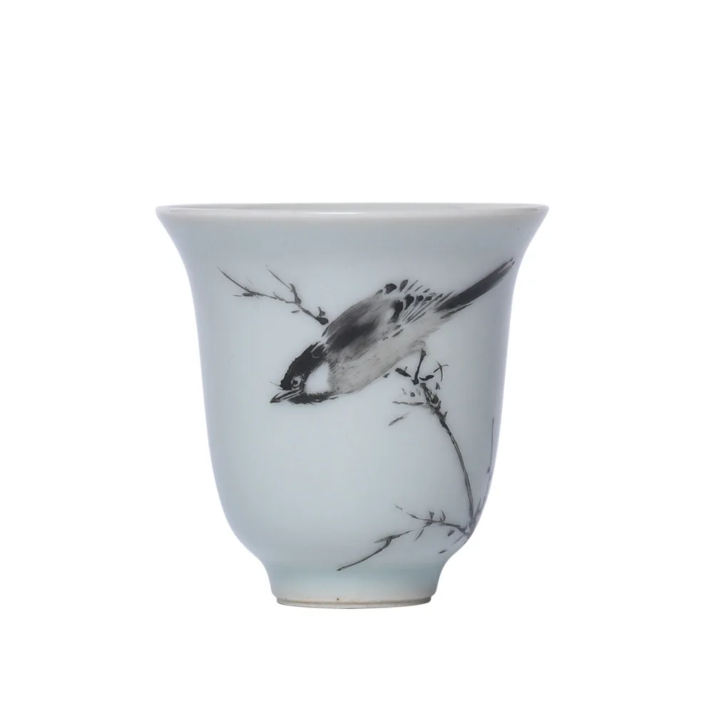 

80ml Cultural painting Chinese Retro Handmade Random Texture Color Glaze High Temperature Firing Ceramic Teacup Porcelain teacup