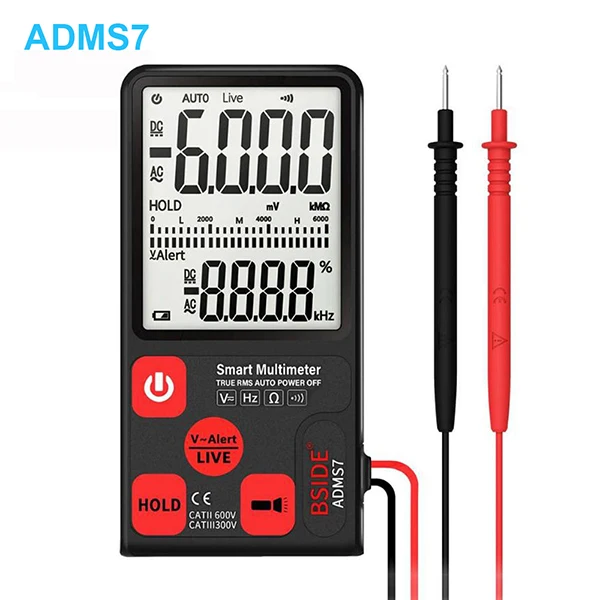 Ультра-портативный цифровой мультиметр BSIDE ADMS7 Большой 3,5 ''LCD 3-х строчный дисплей Вольтметр напряжения бесконтактная проверка напряжения переменного сопротивления Ом Гц тест - Цвет: ADMS7