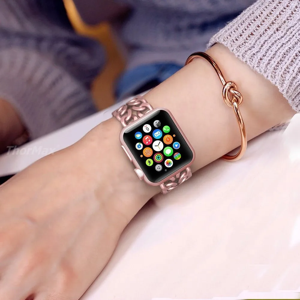 Для Apple Watch 5 4 40 мм 44 мм браслет из нержавеющей стали ремешок роскошный ремешок для iwatch серии 5 4 3 38 мм 42 мм розовое золото