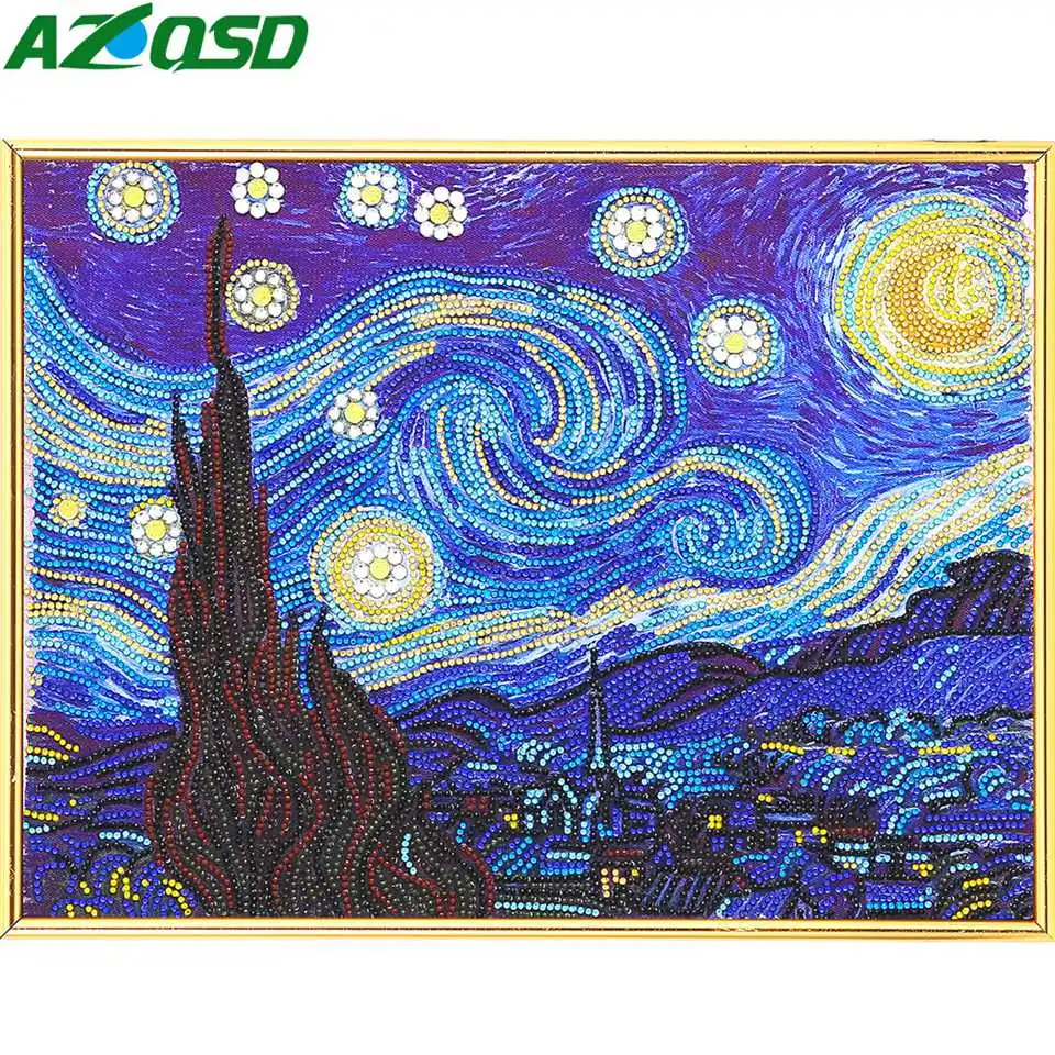 AZQSD Алмазная картина особой формы с круглым сверлом, пейзаж, алмазная вышивка, мозаичные стразы, подарок, домашний декор