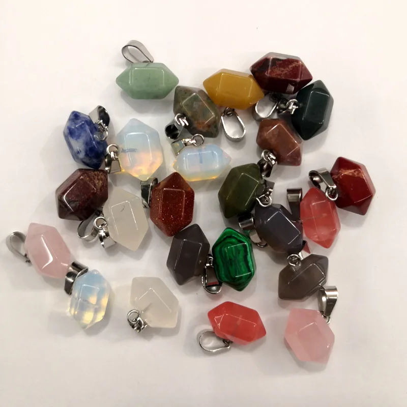 

fashion 24pcs natural stone small crystal pillar Pendants & necklaces for making Jewelry mixed charm Point accessory wholesale