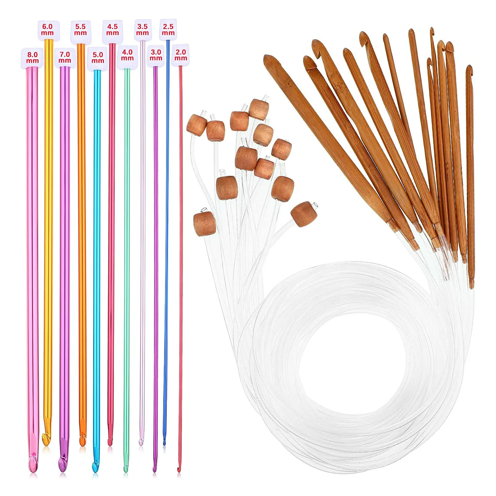 23PCS Tunisian Crochet Hooks Set 3-10mm Cable Knitting Needle comfortable to hold, flexible to use, various colors of Tunisian