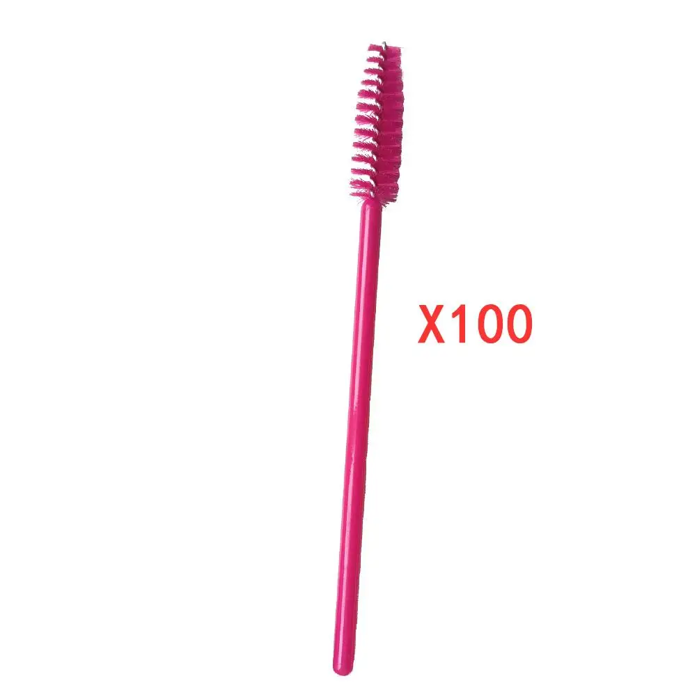 Hot Pink 100 шт щетка для ресниц Макияж щеточки Одноразовые Тушь для ресниц палочки аппликаторы для ресниц косметические кисти макияж инструменты 40 - Handle Color: Hot Pink