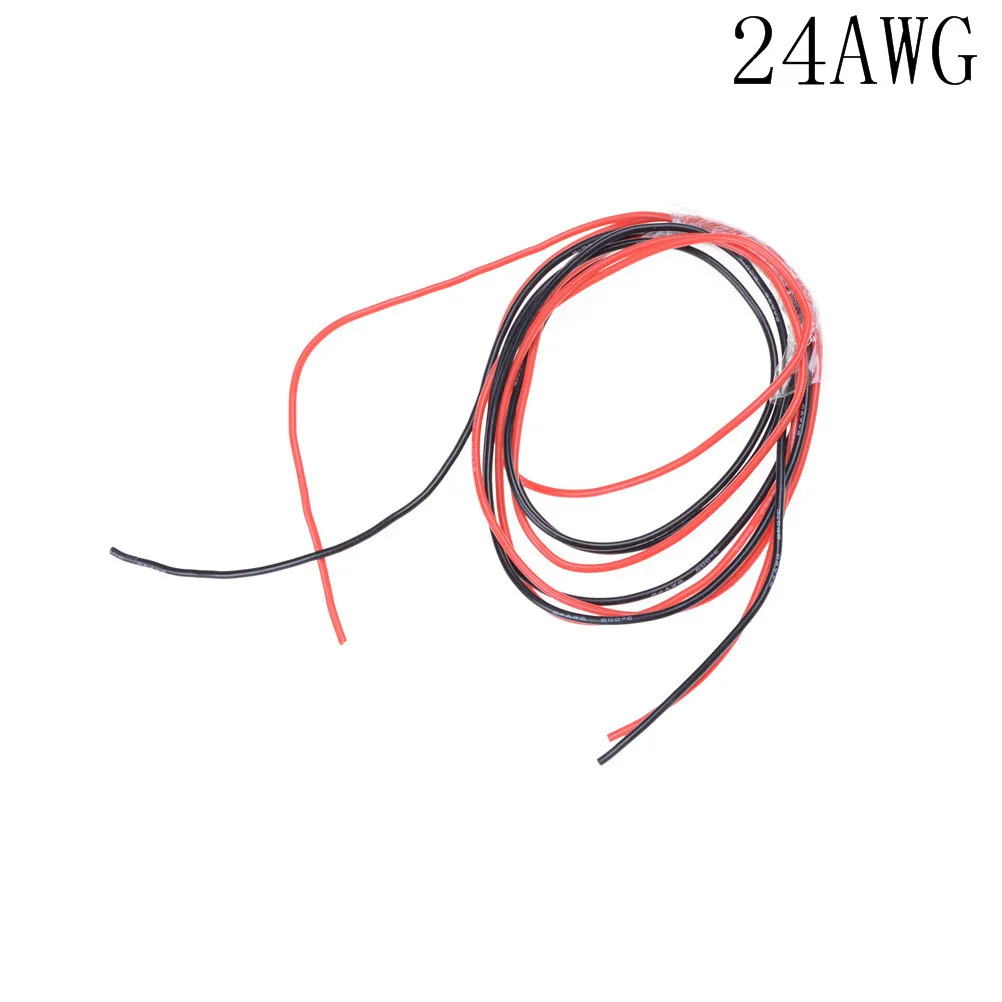 Новый красный + 1 м черный силиконовый провод 12AWG 14AWG 16AWG 22AWG 24AWG термостойкий мягкий