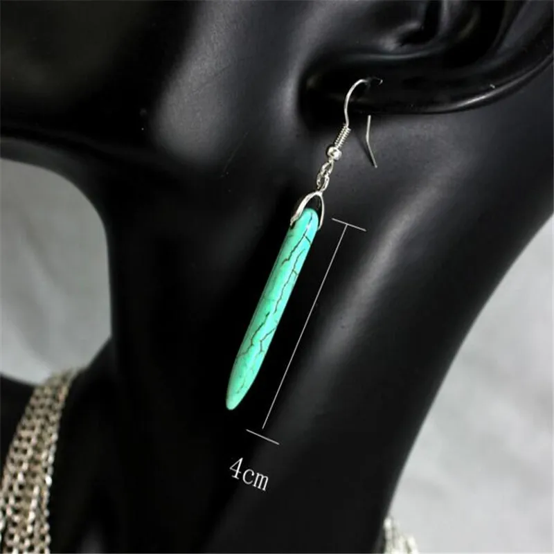 green stone water drop turquoise dangle earrings for women girls jewelry gifts alloy nickel free fj087 | Украшения и аксессуары