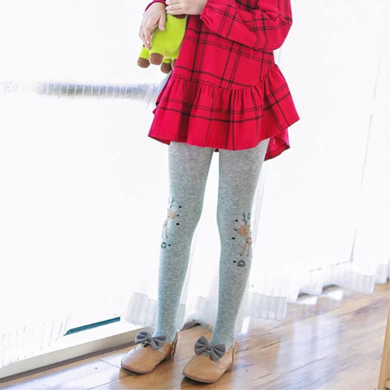 Детские колготки для девочек с рождественским оленем колготы на осень и зиму