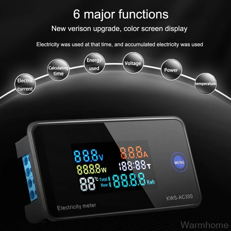 AC 50-300V 0-100A Power Energy Meter Voltmeter Ammeter kWh Digital Electric Monitor Panel with Reset O01 20 | Инструменты