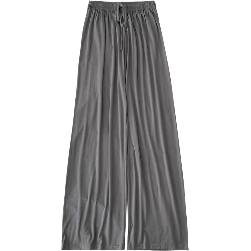 

KUSAHIKI Trousers Women Lace Up Stretch High Waist Long Pants Causal Solid 2021 Spring New Wide Leg Pants Mujer Pantalones 6F387