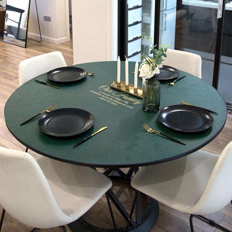 

Indoor Round Table Cover Waterproof PVC Leather Oil Resistant Tablecloth Home Dining Table Flexible Table Cloth Outdoor House