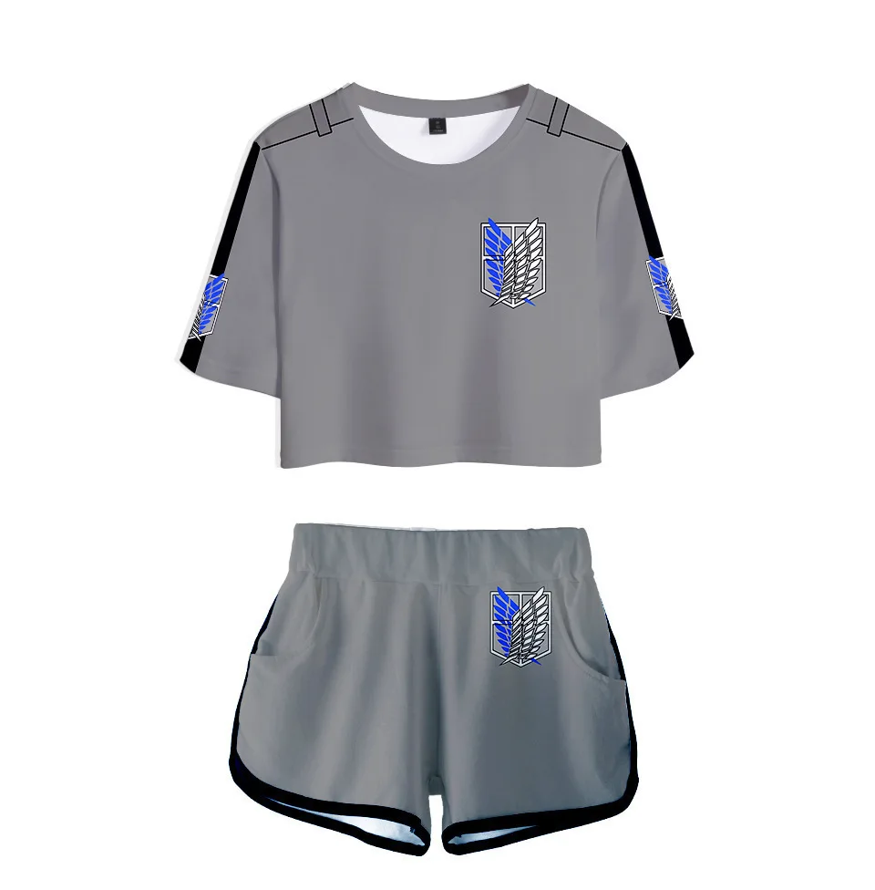 

New Anime Attack on Titan Eren Jger Levi Ackerman Cosplay Costumes Teens Sweatshirt Sweatpants Sportswear T-Shirt+Shorts Suit
