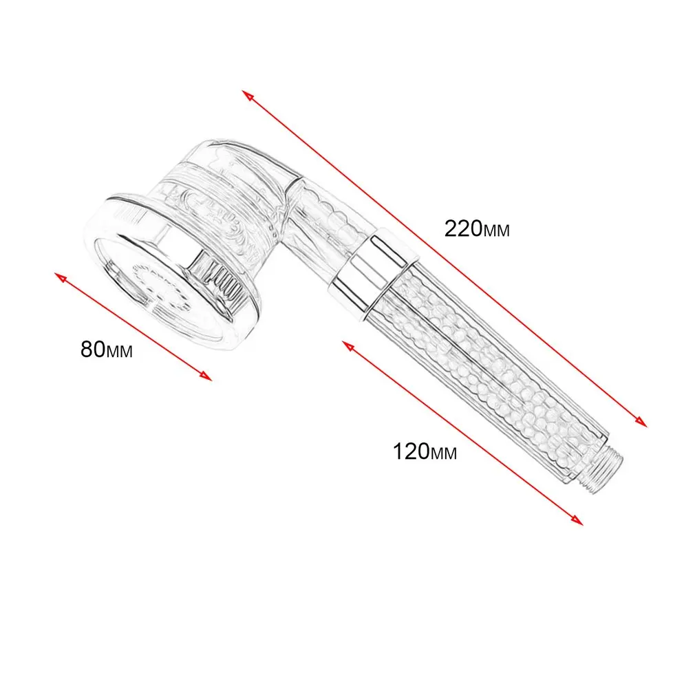 

Bathroom High Turbo Pressure Shower Head Powerful Three Gears Water Saving Negative Ion Energy Sphere Shower Head