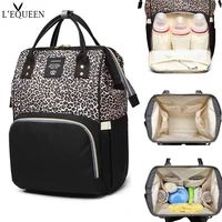 lequeen large capacity fashion leopard diaper bag mummy maternity nappy travel diaper backpack for baby care mom stroller bag
