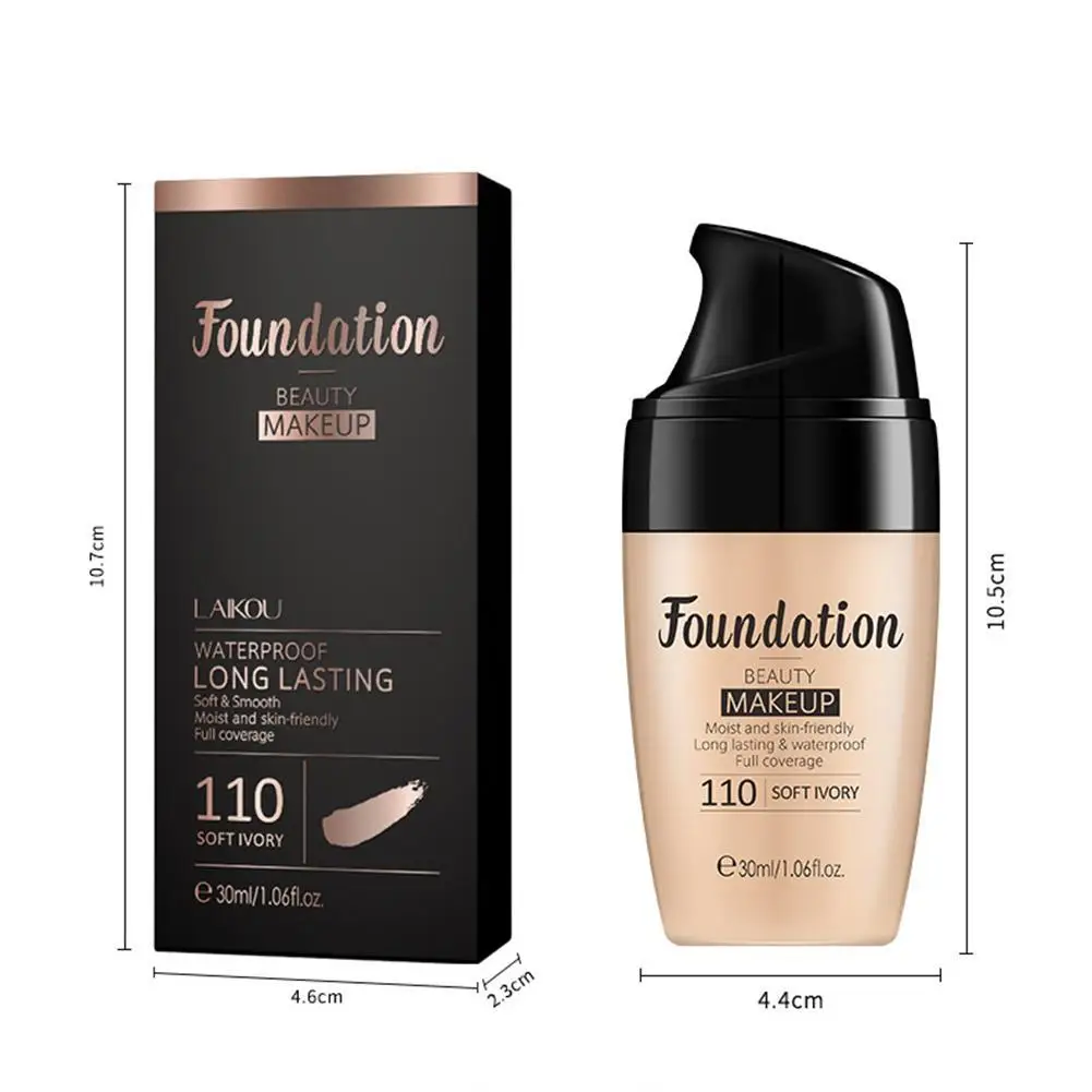 

30ml Professional Foundation Cream Waterproof Long-lasting Concealer Base Beauty Liquid Foundation Makeup Oil-Control Cosme P6S9