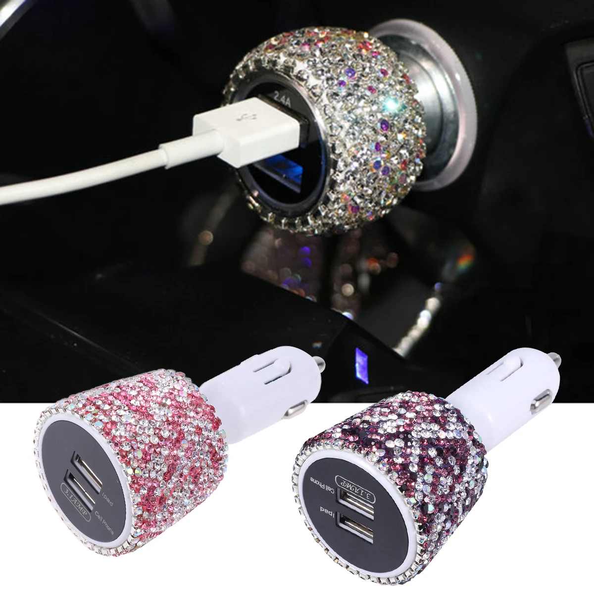 Автомобильное зарядное устройство с двумя USB портами 3 1 А|Зажигалка| |