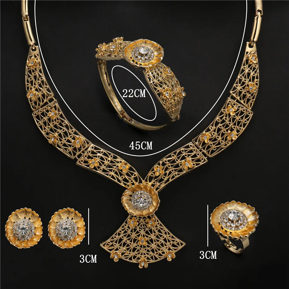 

Fani Exquisite Dubai Gold Bridal Jewelry Set Nigerian Wedding woman accessories jewelry set African Beads costume Jewelry Set