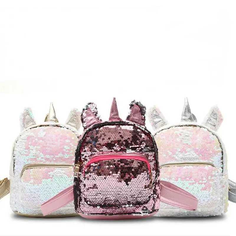 Модный рюкзак с блестками и изображением единорога Милая блестящая школьная