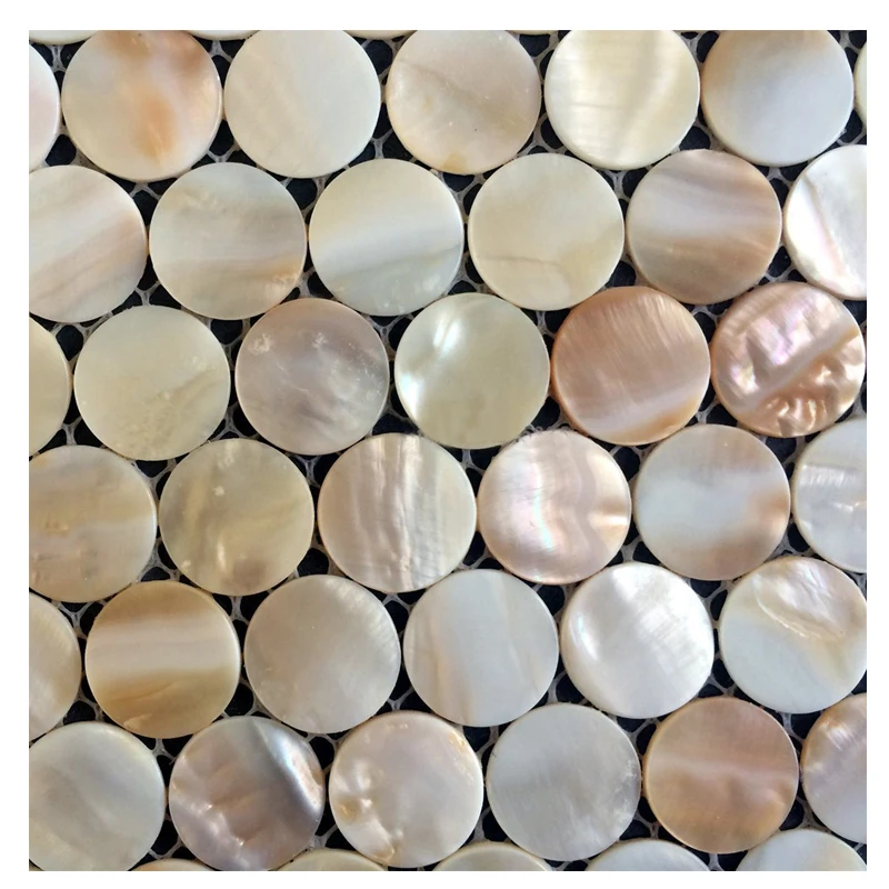 Круглая мозаика из ракушек Устрица мать жемчужная черепица украшения стены