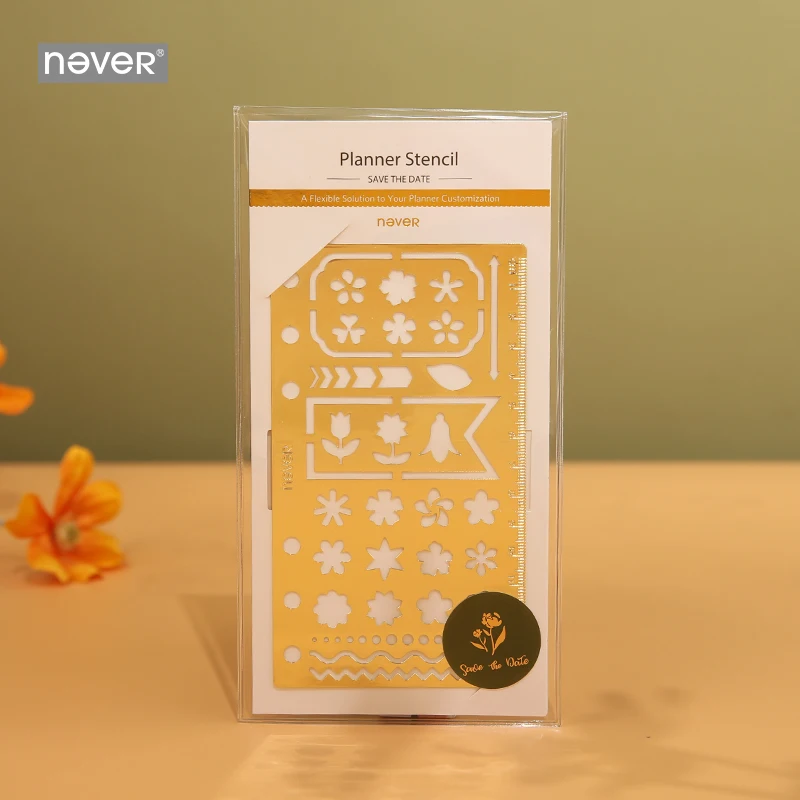 

Never Leopard Grain Series diary Journal A6 Planner Template Ruler Gold Color Hollow Drawing Rulers School Supplies Stationery