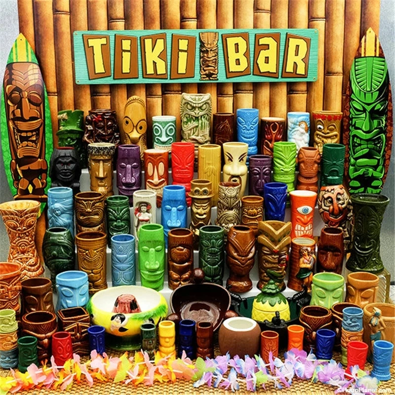 

Hawaii Ceramic Tiki Mugs Creative Porcelain Beer Wine Drink Cup Bar Tool