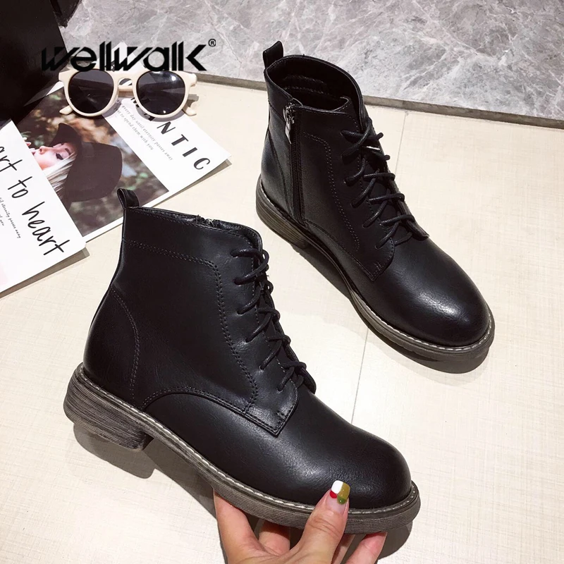 Зимняя обувь в стиле ретро женские ботильоны удобные ботиночки Martens для женщин