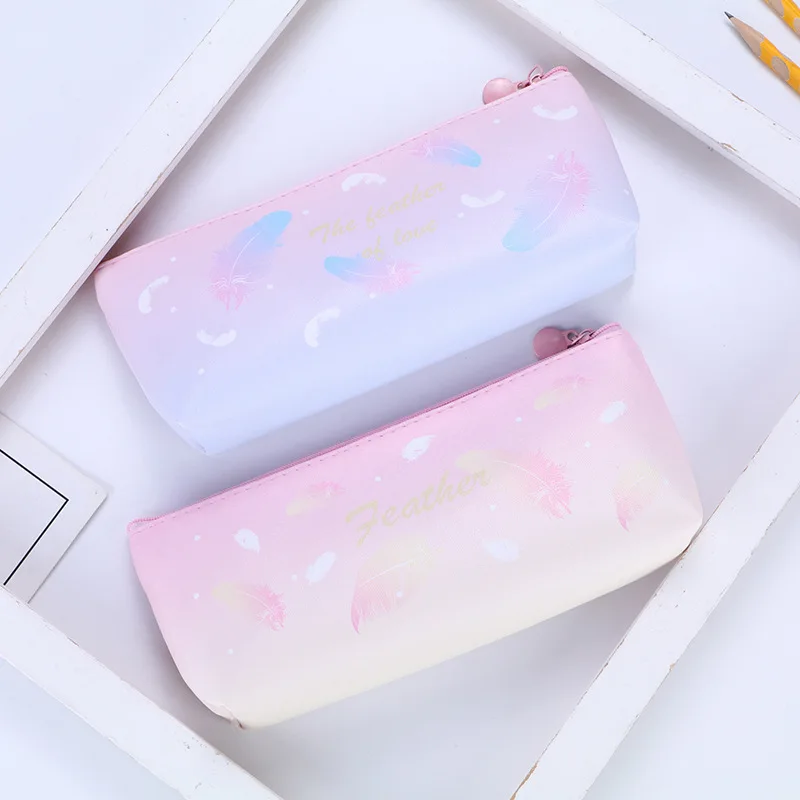 

1Pcs Kawaii Pencil Case feather High capacity Gift Estuches School Pencil Box Pencilcase Pencil Bag School Supplies Stationery