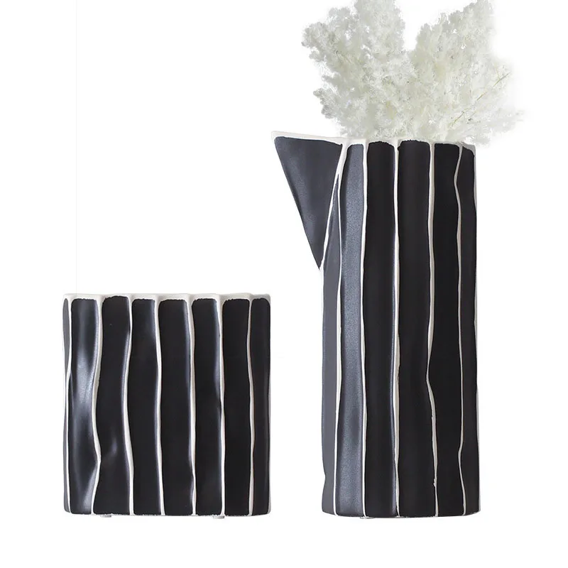 

Керамическая ваза с брызгами в скандинавском стиле с черной полосой, гидропонное устройство, настольные поделки, украшение для дома в европ...
