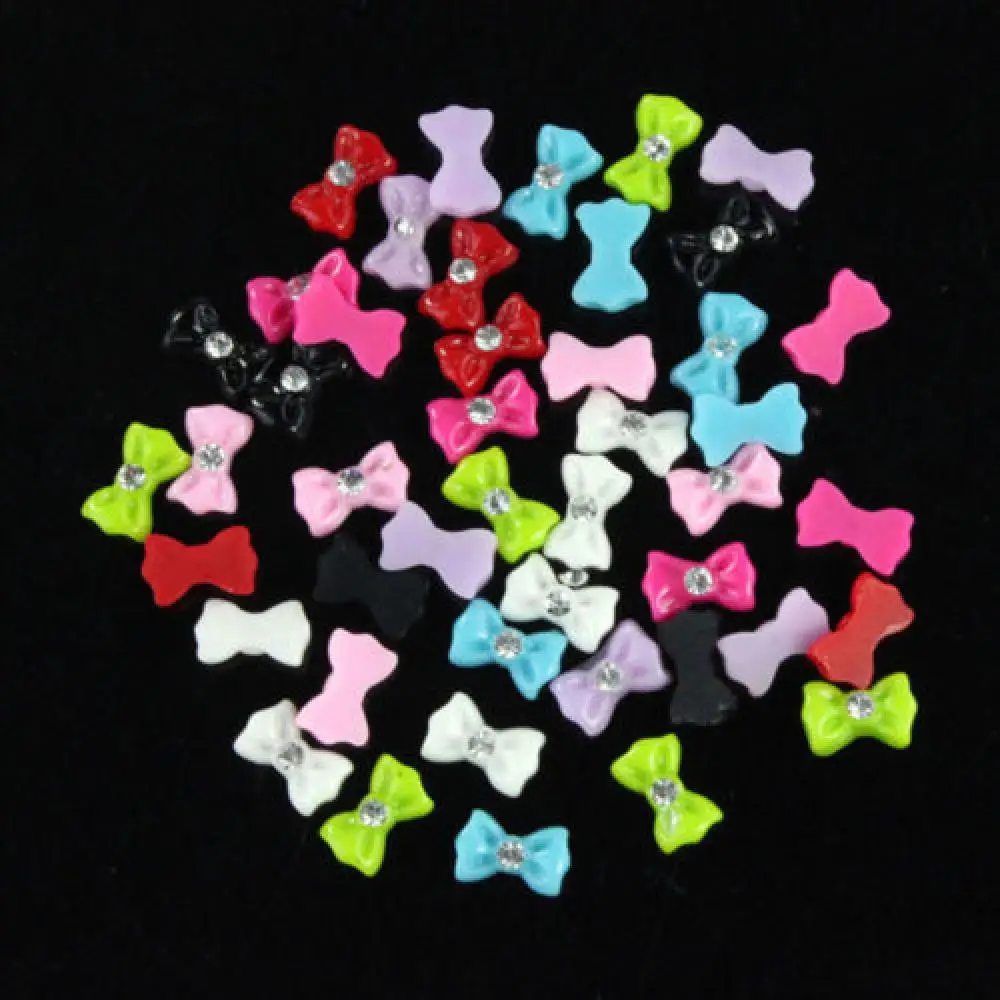 

50% Hot 45Pcs Colorful 3D Inlaid Rhinestone Bow Tie Shape Fashion Nail Art Decorations Practical Nail Art Rhinestones Tools