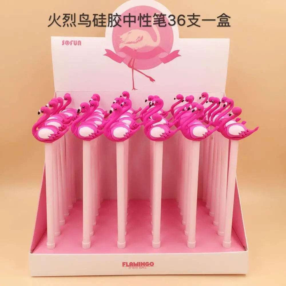 flamingo 36 шт./упак. разные дизайны с черепами и другими рисунками медведя, платье принцессы с принтом «обезьяна» Альпака Творческий Стиль гелевая ручка унисекс Ручка-роллер ручка - Цвет: flamingo